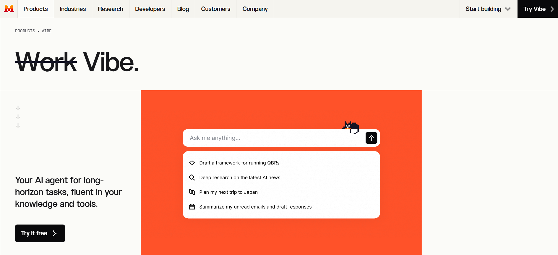 Mistral Vibe, formerly Le Chat, an LLM-native AI enterprise search platform for workplace knowledge.