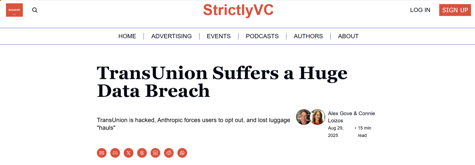 StrictlyVC article covering Anthropic’s 2025 move to require Claude users to opt out of model training.