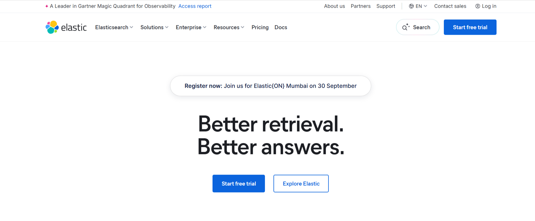 Elastic, a hybrid and vector search infrastructure for custom AI enterprise search builds.