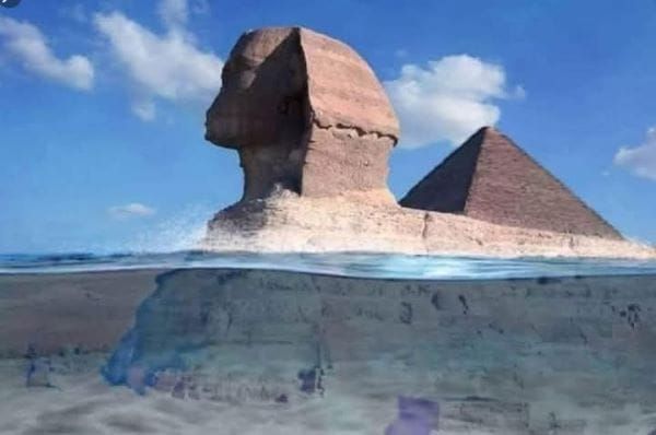 UNA TEORÍA INDICA QUE LA GRAN ESFINGE POSEE 800.000 AÑOS DE ANTIGÜEDAD Y ESTUVO SUMERGIDA BAJO EL AGUA.