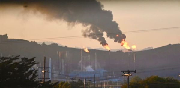 Significant flaring seen at Chevron Refinery