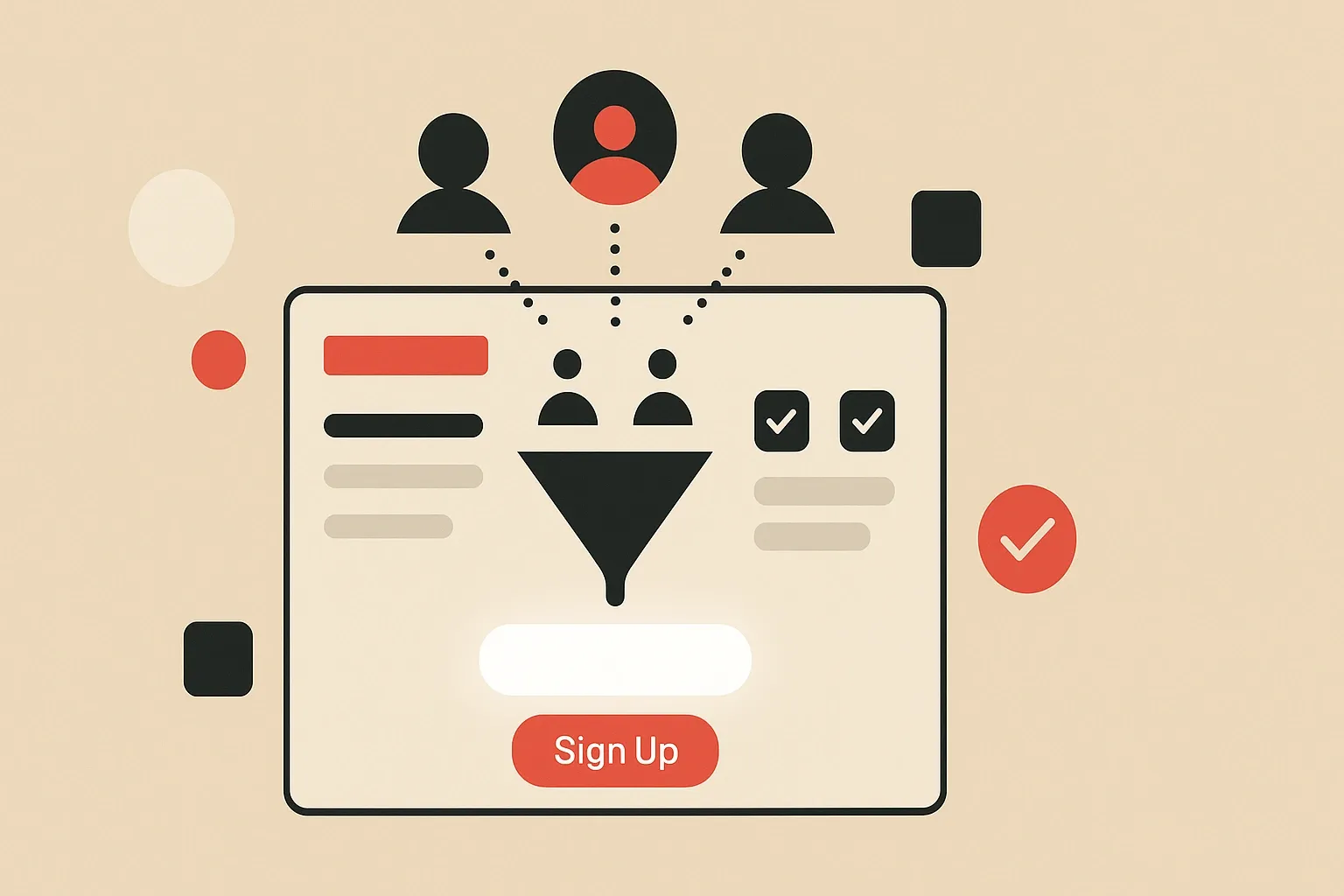 Illustration of a signup form used to validate digital product ideas by measuring early user interest.