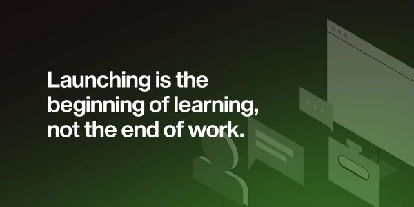 Product launch as a learning process showing feedback loops between users, product features, and development teams during launch planning