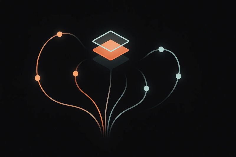 Conceptual illustration of iteration and experimentation in rapid prototyping, with branching paths indicating different prototype versions and learning cycles.