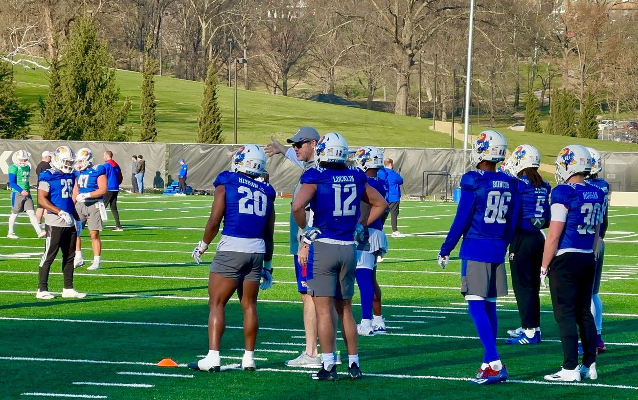 Watch: Drills by the Kansas offense on Day 6 of spring football practice