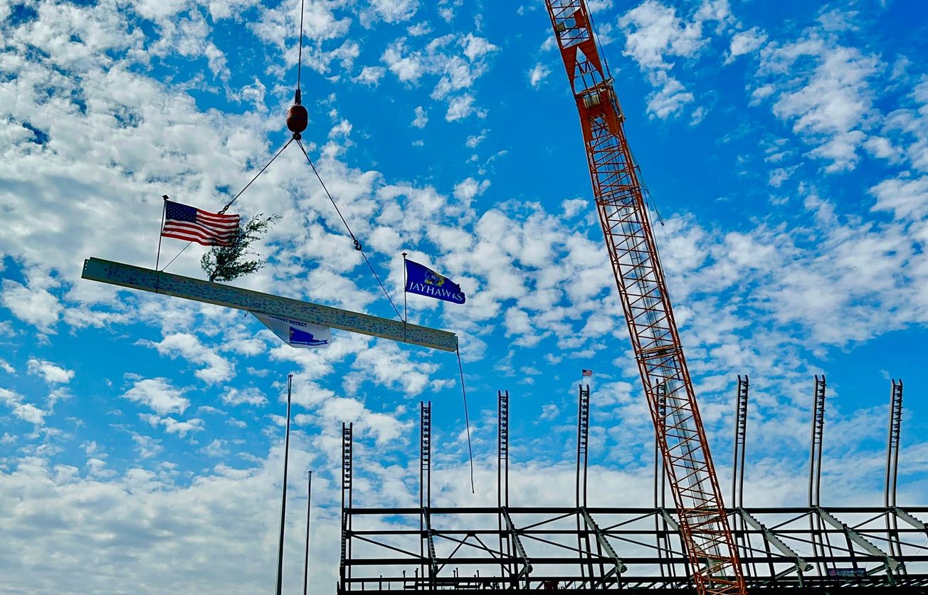 KU celebrates stadium milestone with 'topping off' ceremony