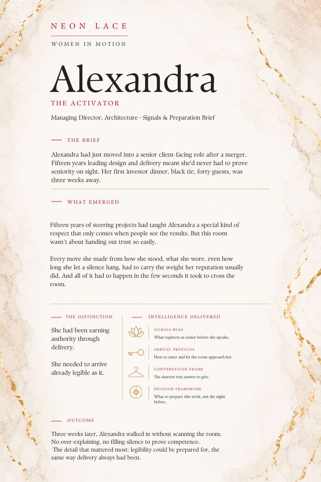 Alexandra, The Activator — Signals & Preparation Brief