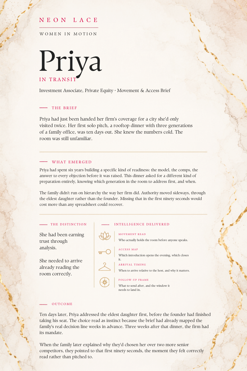 Priya, In Transit — Movement & Access Brief