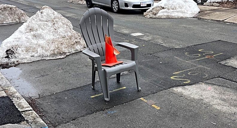 Cone in a chair in a space
