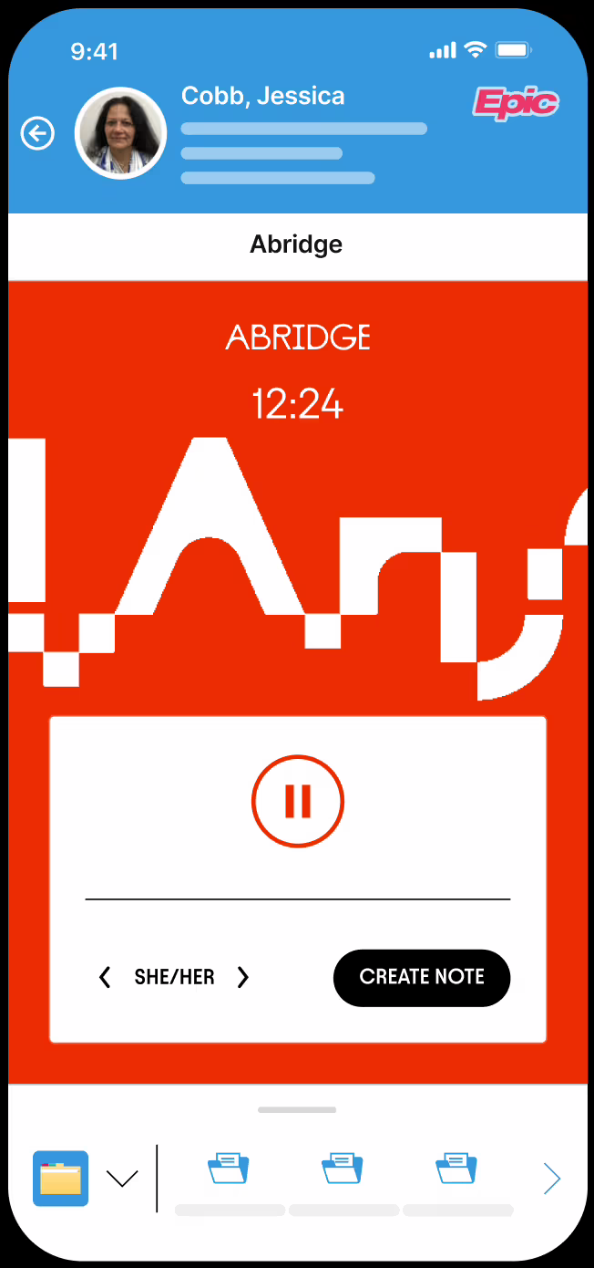 Abridge ambient AI clinical documentation interface inside Epic