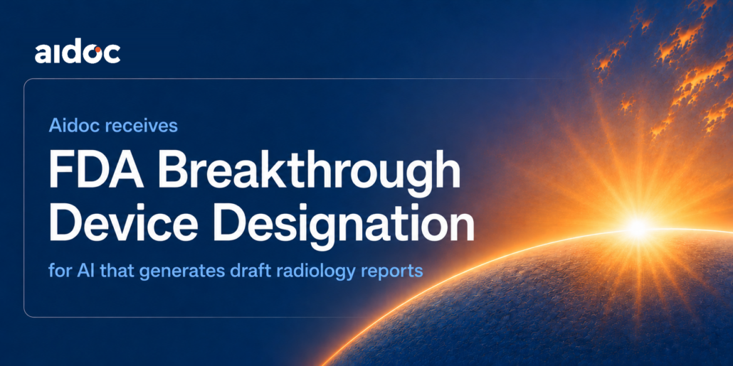 Aidoc clinical AI FDA breakthrough device announcement graphic