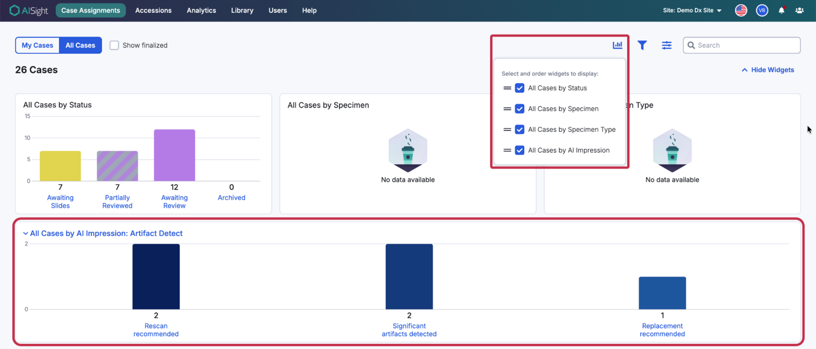 PathAI AISight Dx digital pathology case assignments dashboard