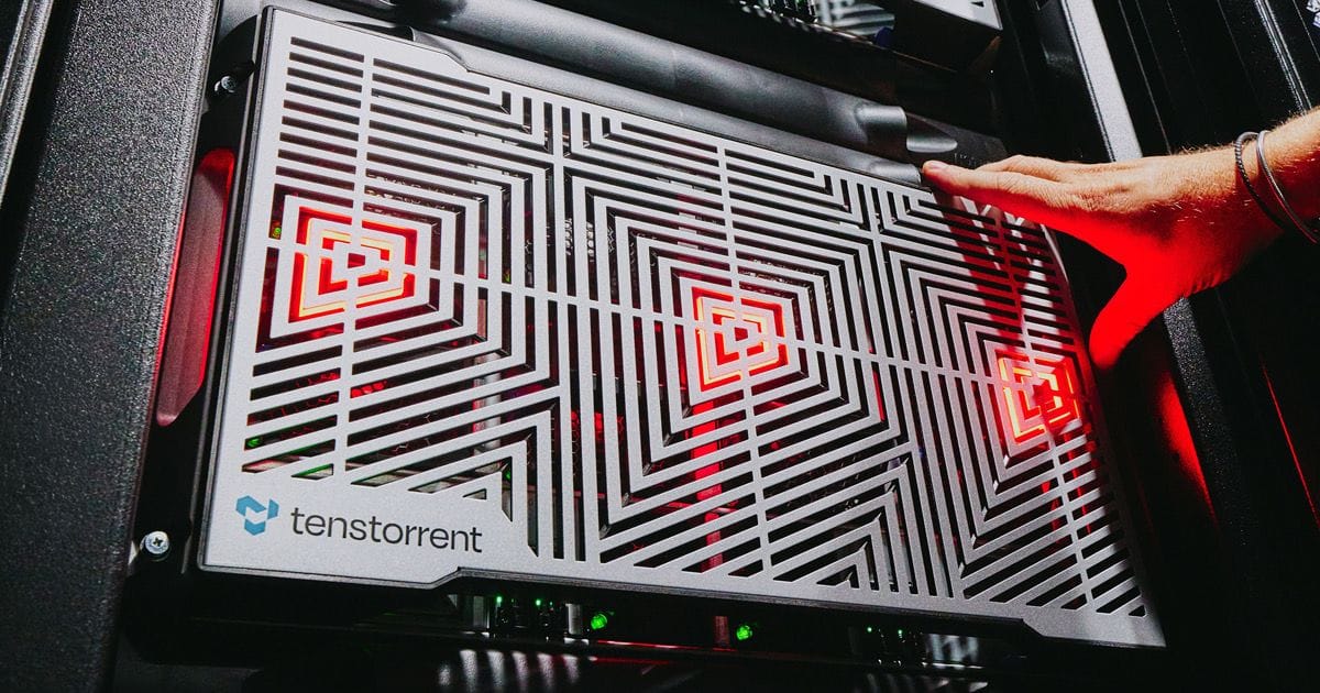 Tenstorrent's homepage featuring its RISC-V based AI hardware