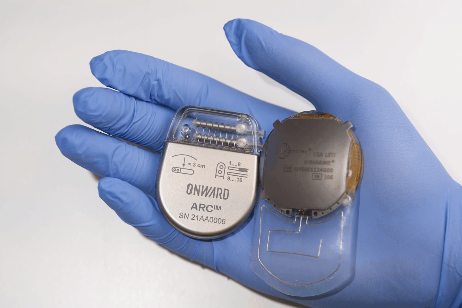 Onward Medical's ARC-BCI system components for brain-controlled spinal cord stimulation