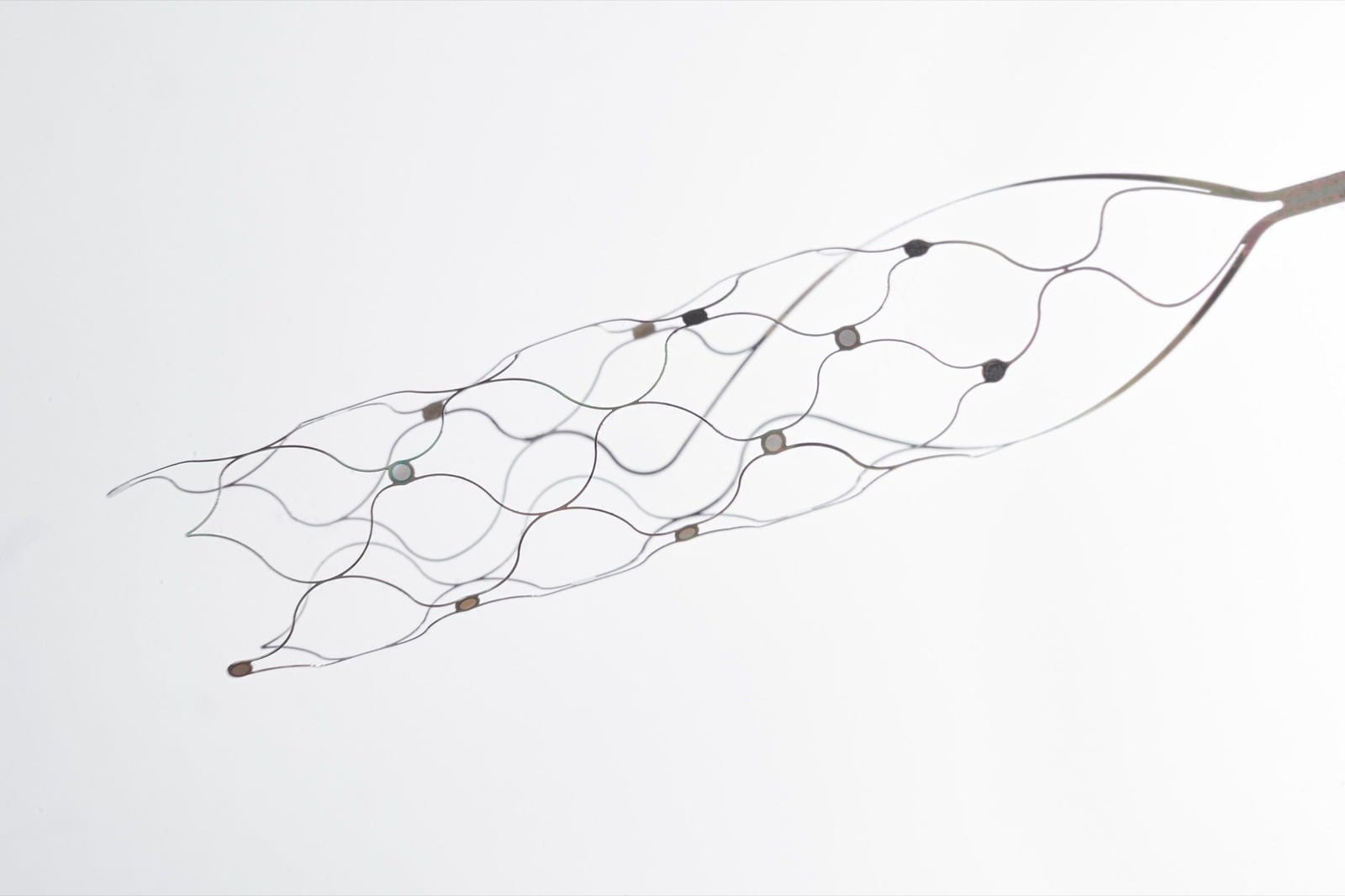 Synchron's Stentrode endovascular stent-electrode array, showing electrodes mounted on the stent struts
