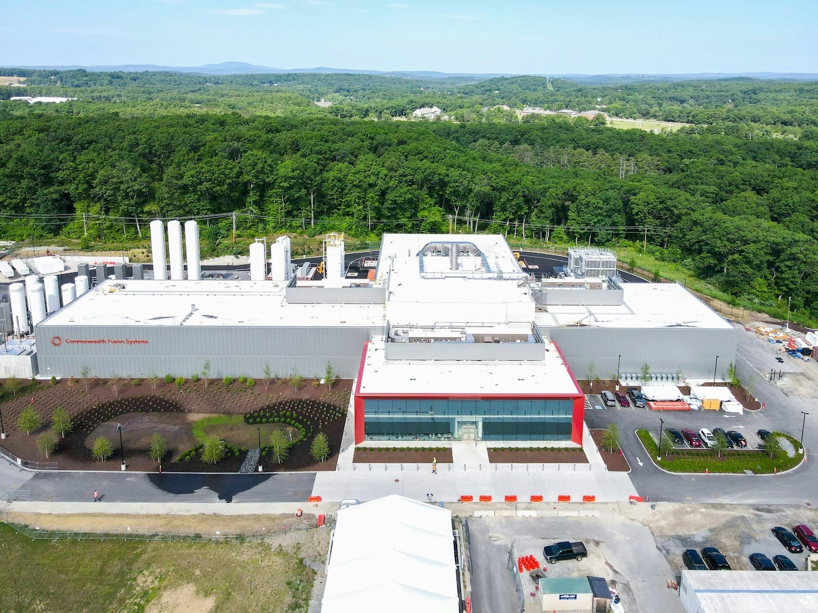 Aerial view of the Commonwealth Fusion Systems campus in Devens, Massachusetts, where the SPARC tokamak is being assembled