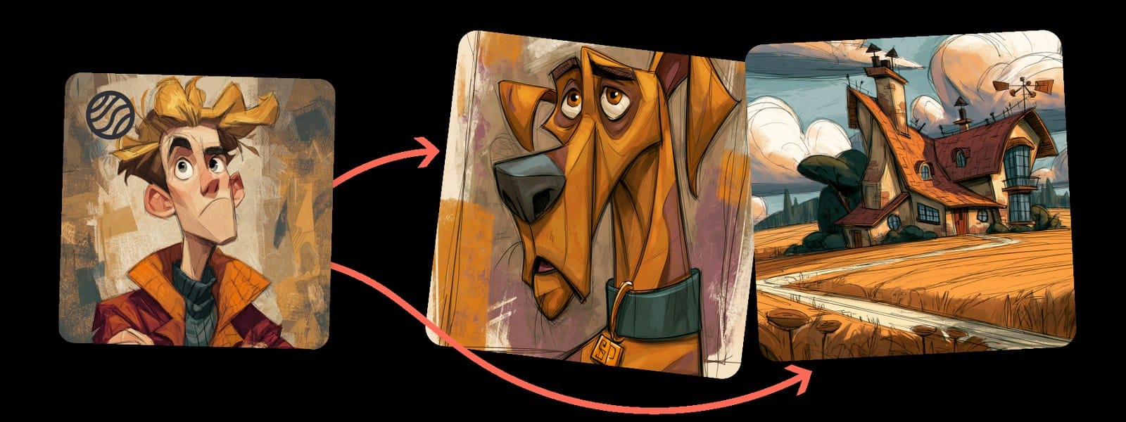 Midjourney documentation showing style reference controls applied across generations