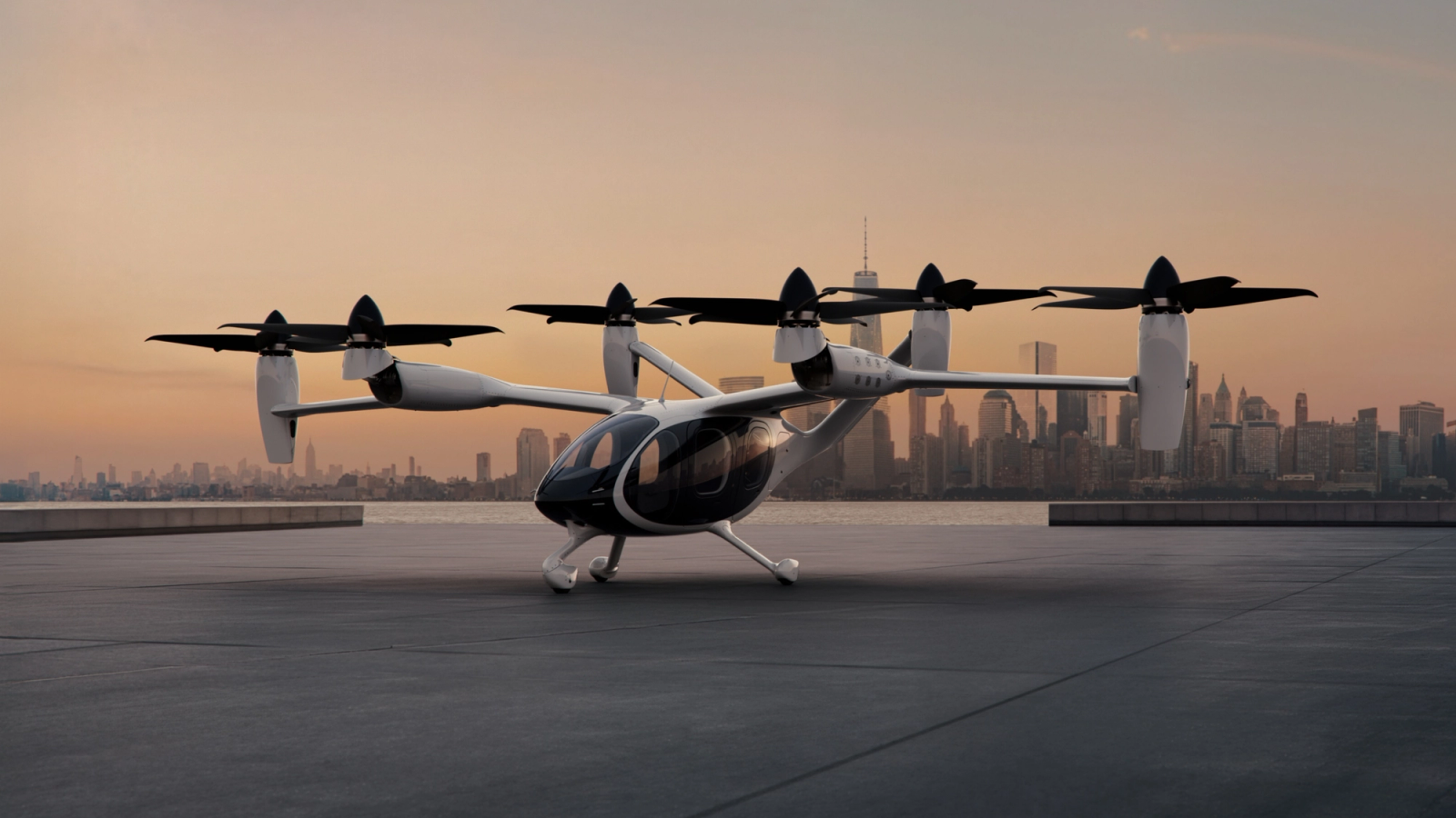 Joby Aviation S4 electric air taxi in flight with tilting rotors