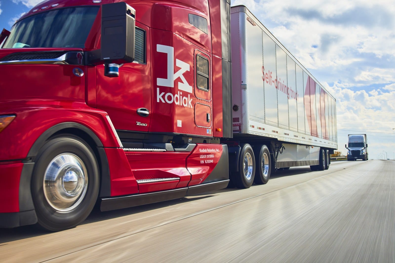 Kodiak fifth-generation autonomous truck driving on a highway