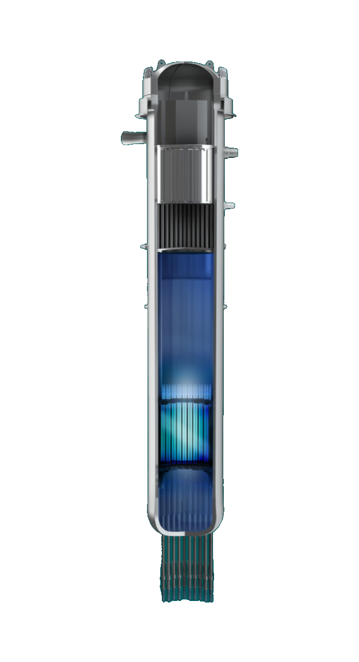 Cutaway rendering of the GE Vernova Hitachi BWRX-300 reactor pressure vessel