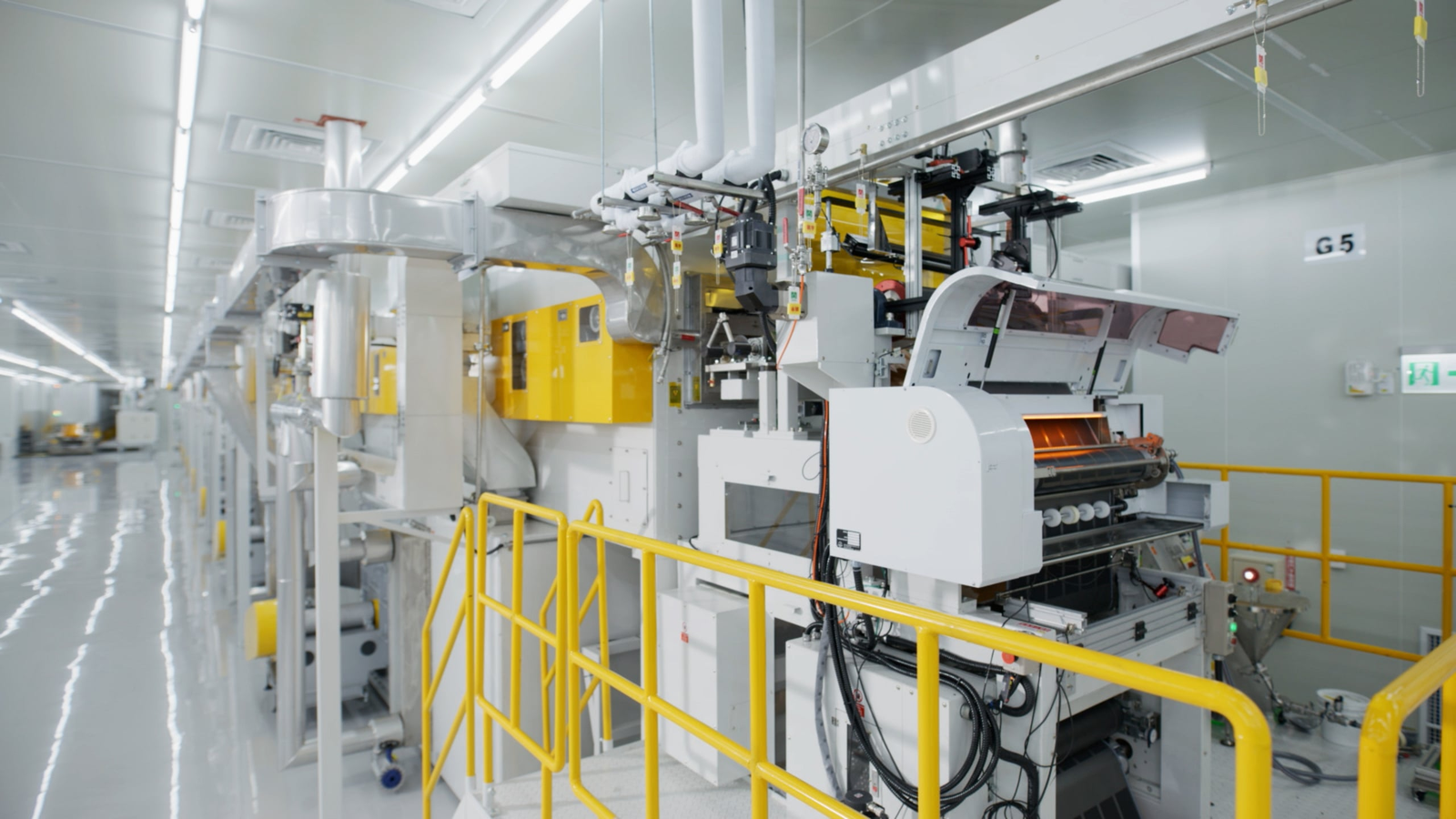 ProLogium Logithium rotary web printing machine on the production line at the Taoke Gigafactory cleanroom in Taoyuan, Taiwan