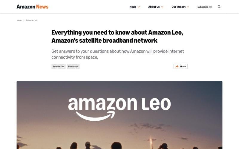 Amazon Leo satellite broadband network, formerly Project Kuiper