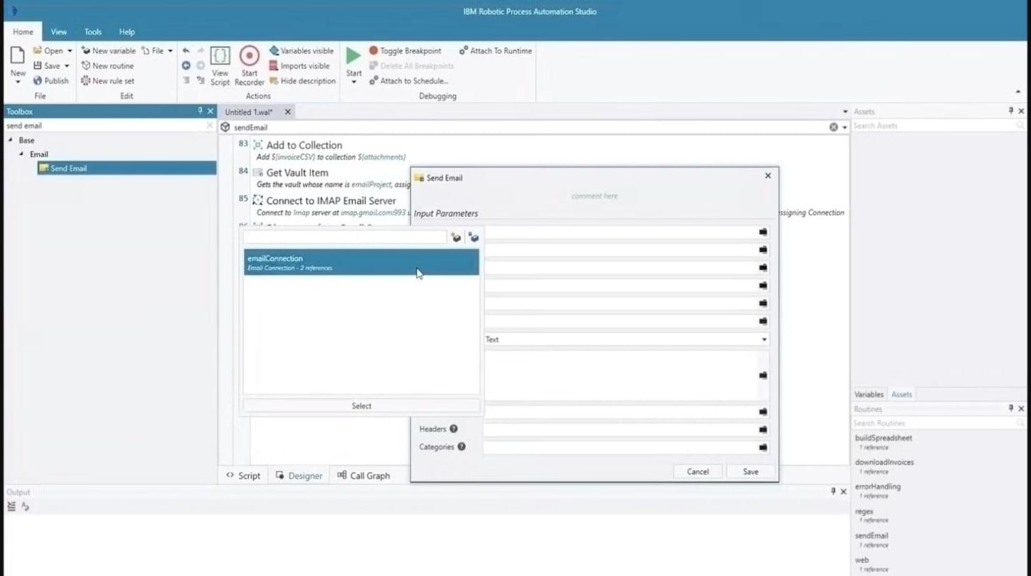 IBM Robotic Process Automation Studio interface