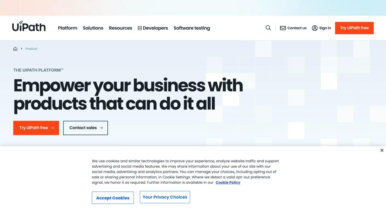 UiPath Business Automation Platform product page