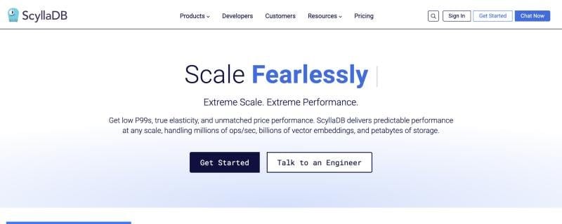 ScyllaDB high-performance NoSQL database product page