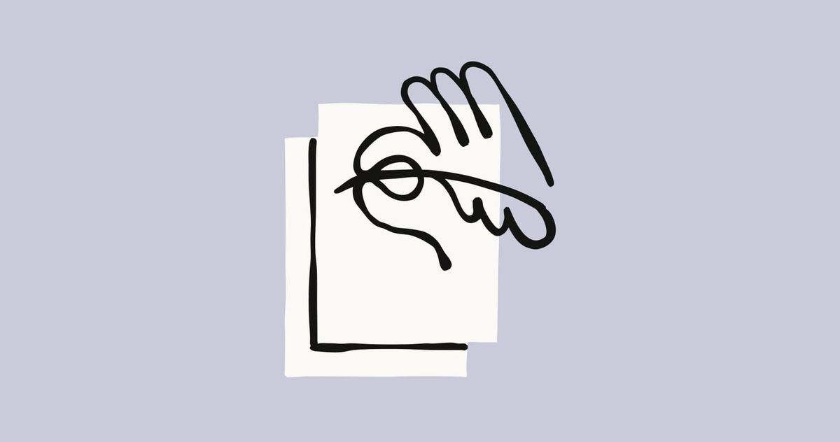 Line illustration of a hand holding a quill pen over sheets of paper, from Anthropic's watermarking announcement