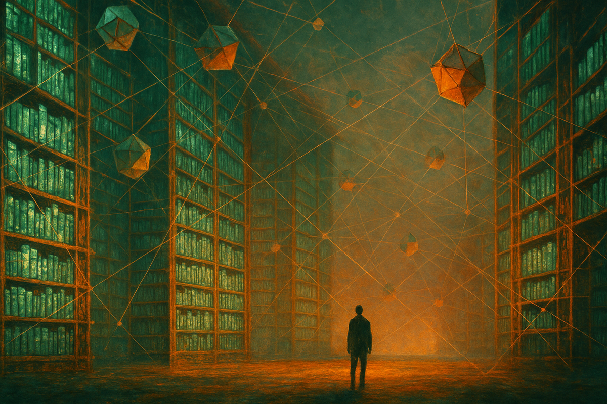 Illustration of a glowing open lattice network representing open-weight AI