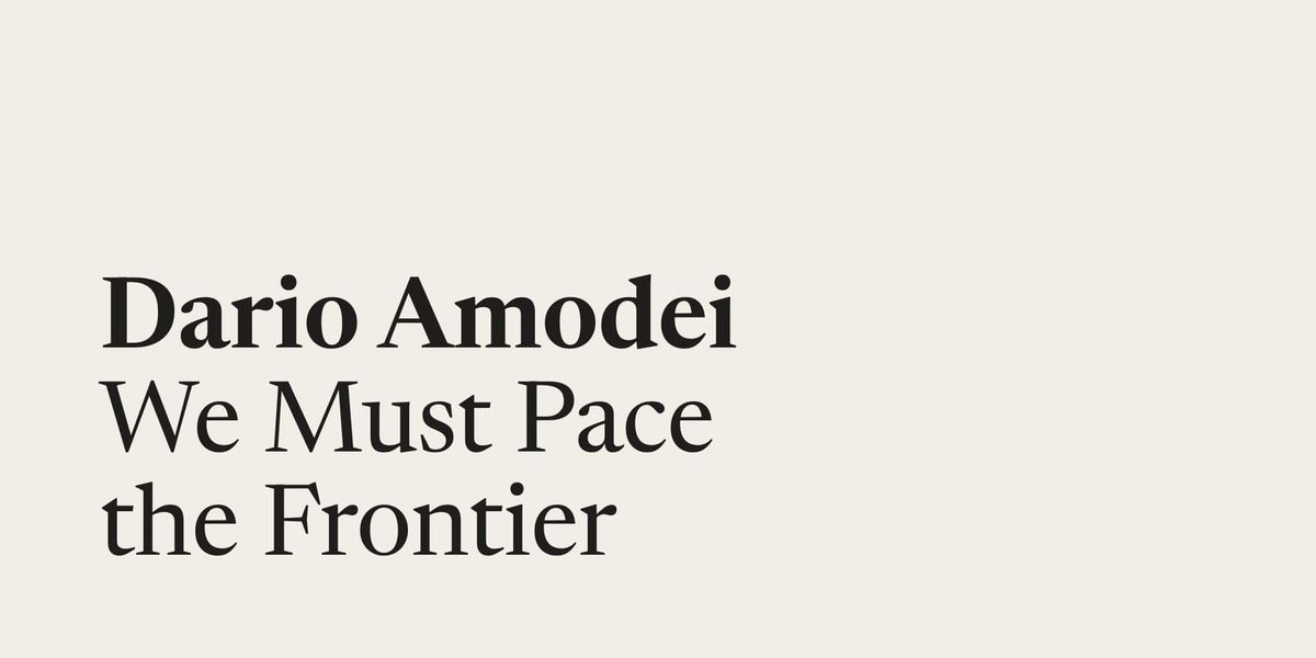 Cover illustration from Dario Amodei's essay We Must Pace the Frontier