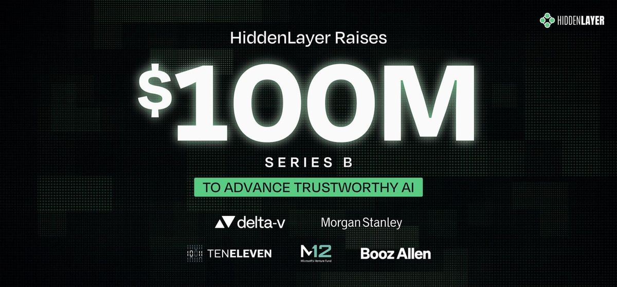 HiddenLayer Series B funding announcement graphic for its AI security platform