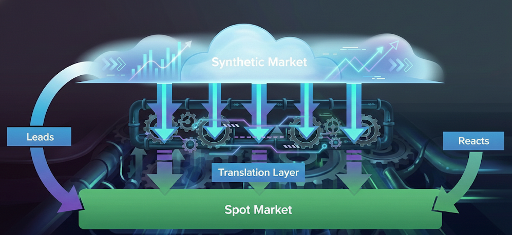 Slightly reduce the opacity of the “Leads” and “Reacts” labels They are helpful, but the arrows already do most of the work.