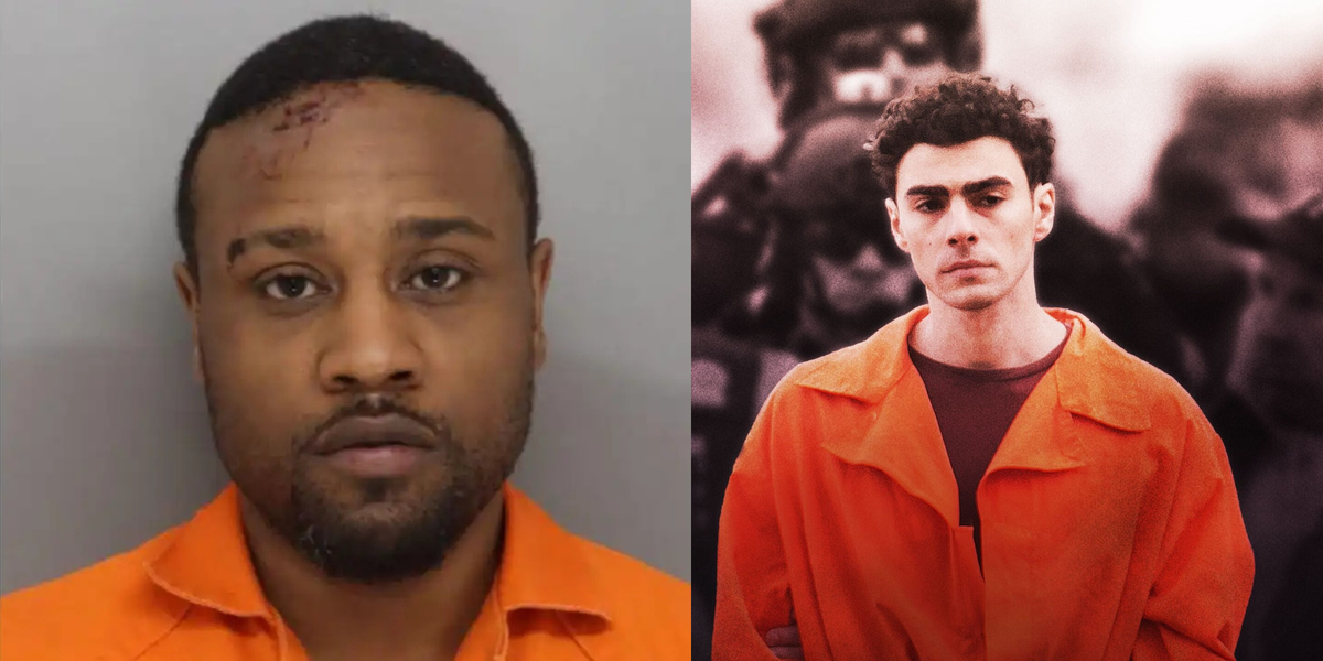 Arrest photos of Rodney Hinton Jr and Luigi Mangione