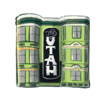 Illustration of light green facade of the Hotel Utah.