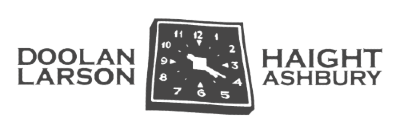 Doolan Larson Haight Ashbury text logo with square clock image