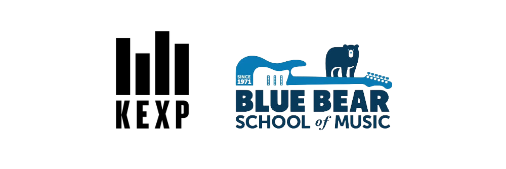 Logos for KEXP and Blue Bear School of Music.