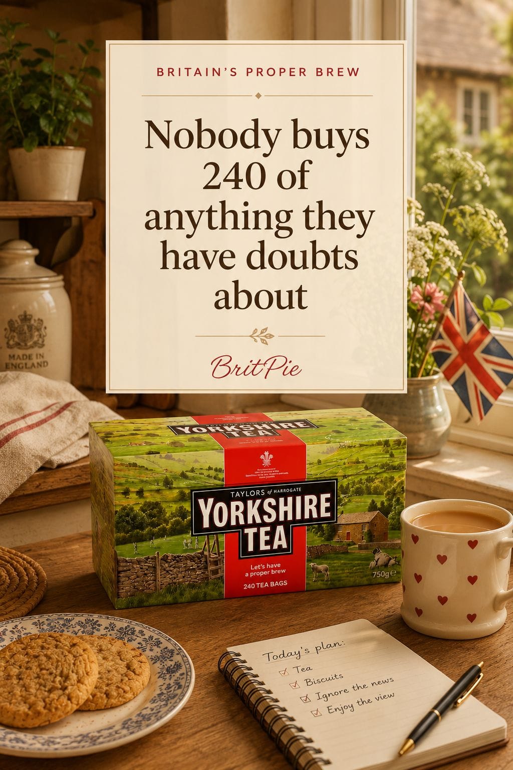 British tea starts with Yorkshire Tea: a love letter to the big red box that holds the nation together, from the milk politics to why 240 tea bags is a pledge and not a purchase. The read for tea lovers and anglophiles, and the first box to buy if you are starting your British tea education. #ad