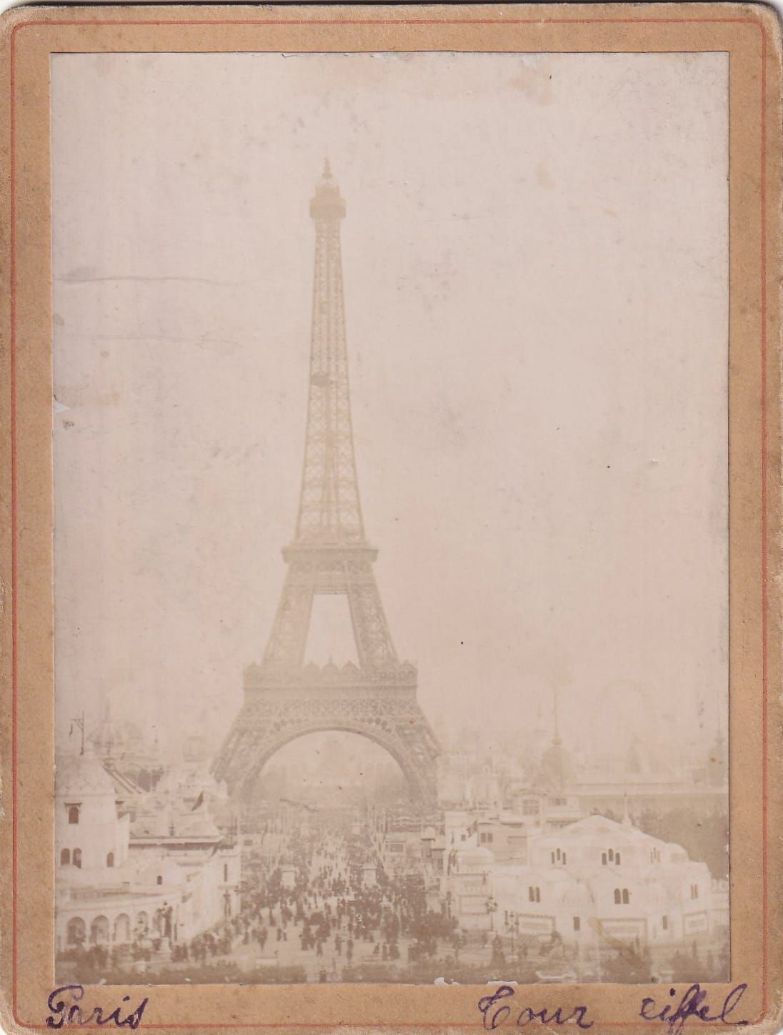 One of the earliest photographs of the Eiffel Tower