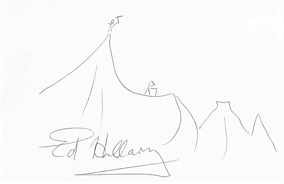 A unique drawing by the first man on the top of Everest