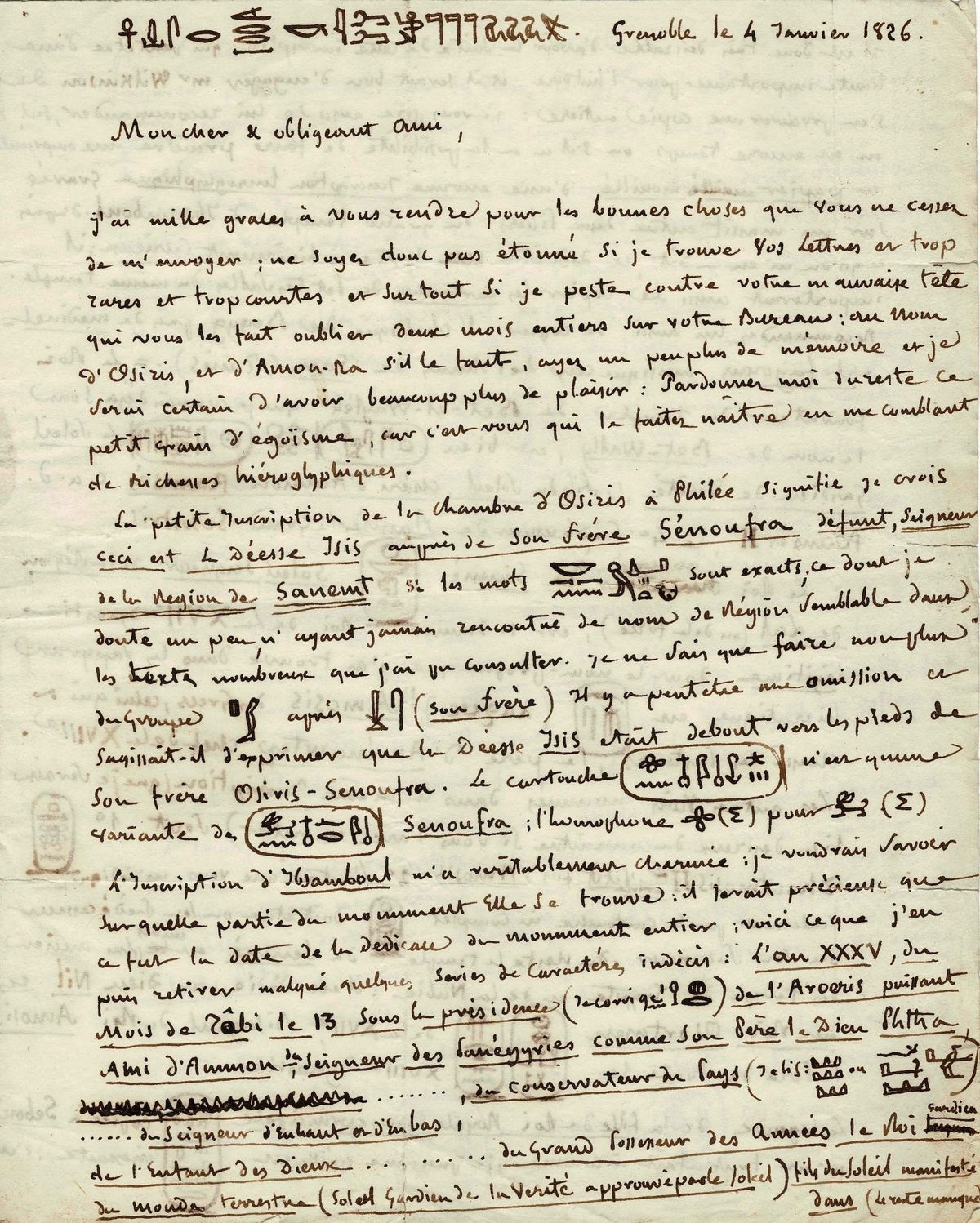 Jean-François Champollion deciphers new Hieroglyphs