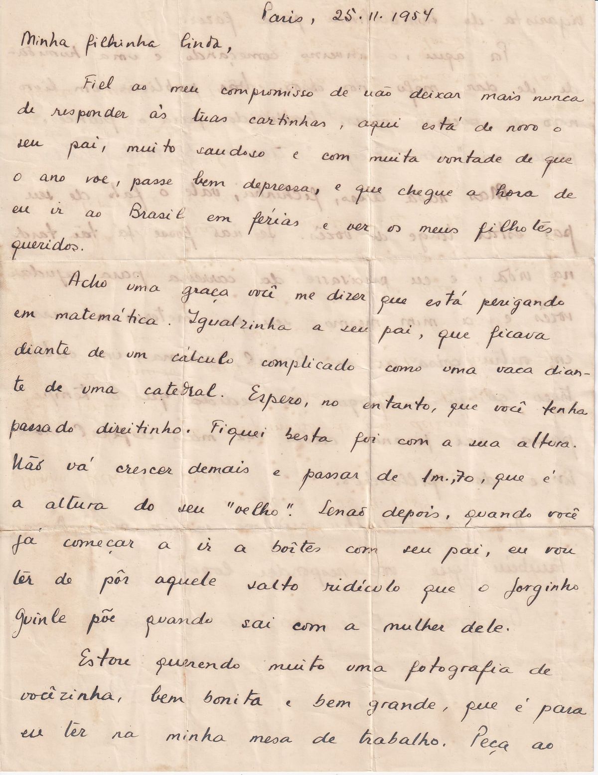 Vinicius de Moraes opens his heart to his daughter, torn between Paris and home