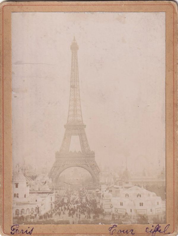 One of the earliest photographs of the Eiffel Tower