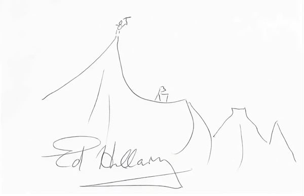 A unique drawing by the first man on the top of Everest