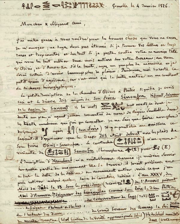 Jean-François Champollion deciphers new Hieroglyphs