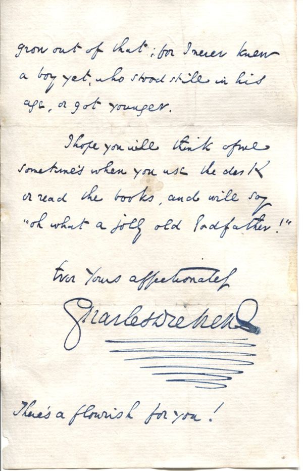 Charles Dickens sends a gift and a smile to his young godson