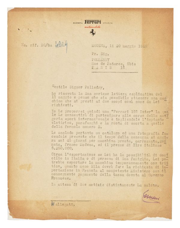 When Ferrari was a small workshop and Enzo answered his first clients himself