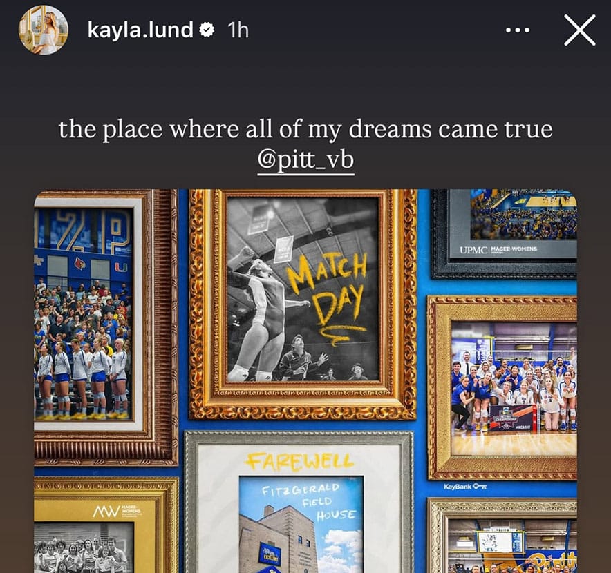 Kayla Lund's post has a collage of photos and the caption "the place where all of my dreams came true"