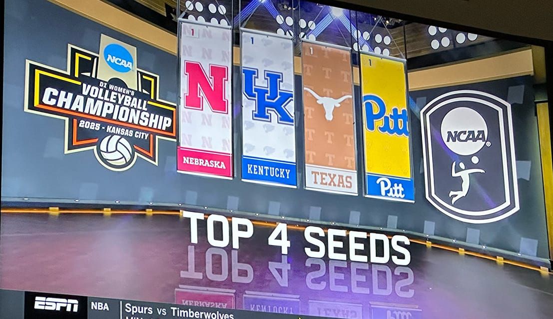 ESPN screenshot showing the Top 4 Seeds in the tournament -- Nebraska, Kentucky, Texas and Pitt